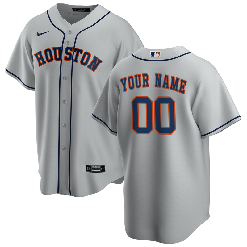 2020 MLB Men Houston Astros Nike Gray Road 2020 Replica Custom Jersey 1